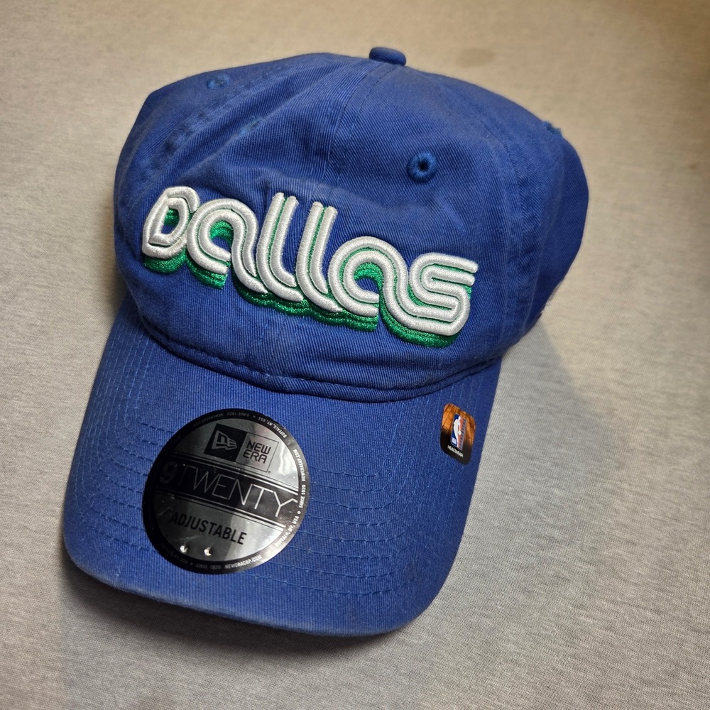 New Era Dallas Mavericks NBA 9TWENTY Adjustable Hat Blue Retro Script Cap